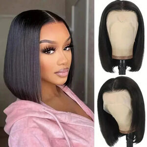 10" Short Bob Wig Human Hair 180 Density Natural Color